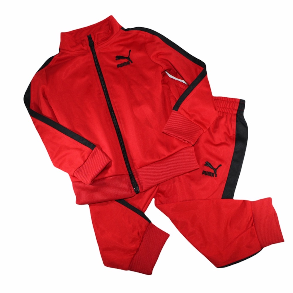 PUMA Tracksuit Red Black Track Pants Full Zip 3T